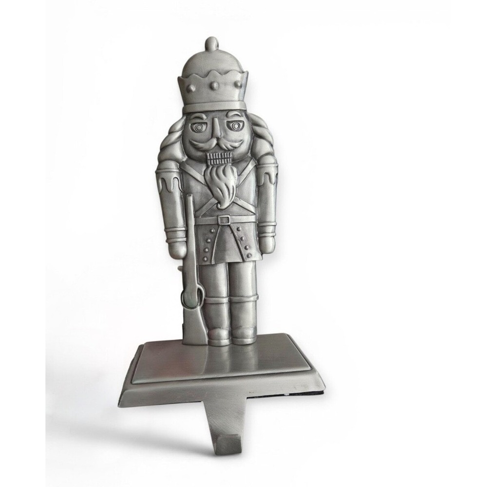 Silver Pewter Nutcracker Soldier Christmas Stocking Holder‎